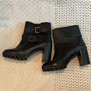 Robert Clergerie Paris Women Black Leather
Strap Moto Biker Boots size 8